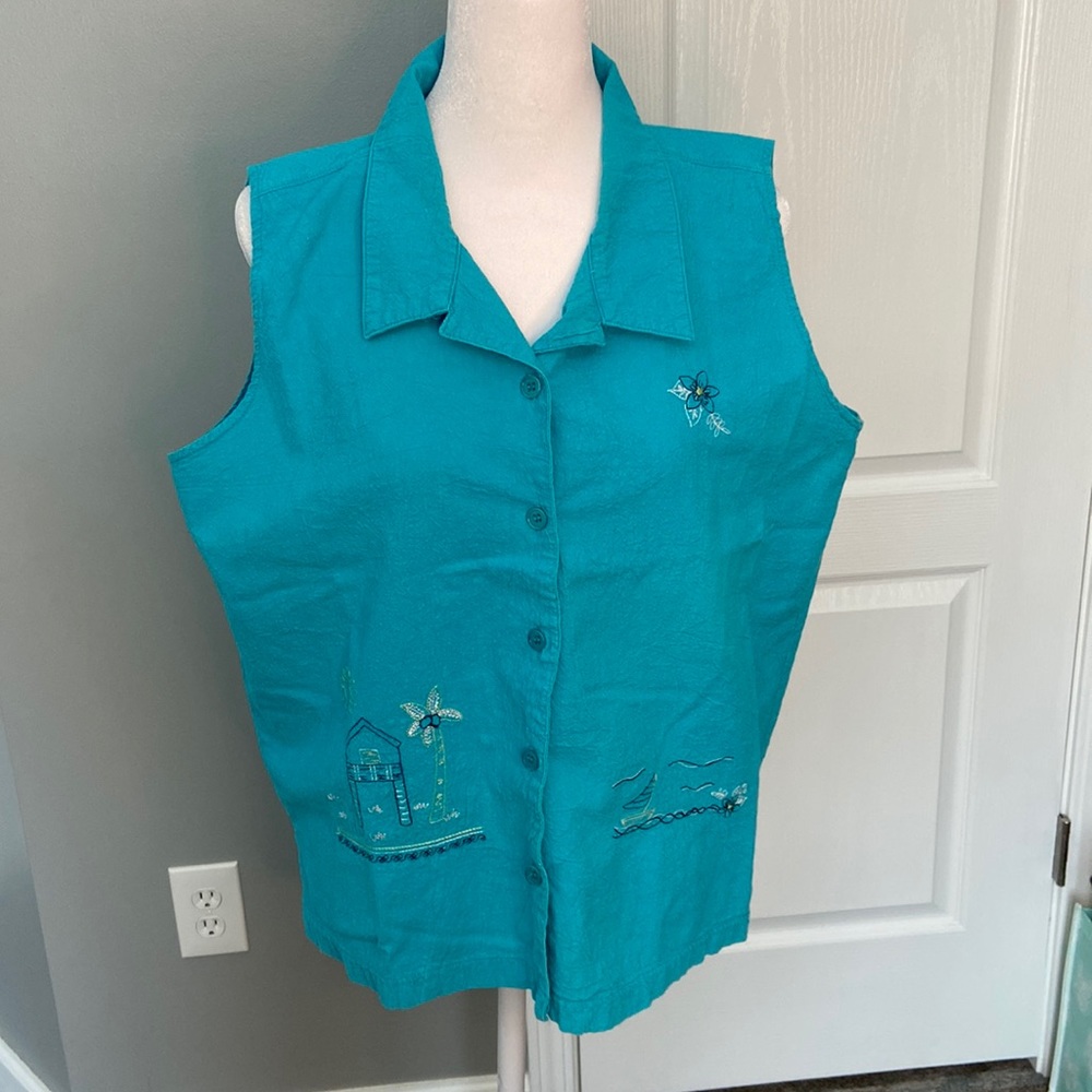 Sun Casuals blue vest button up